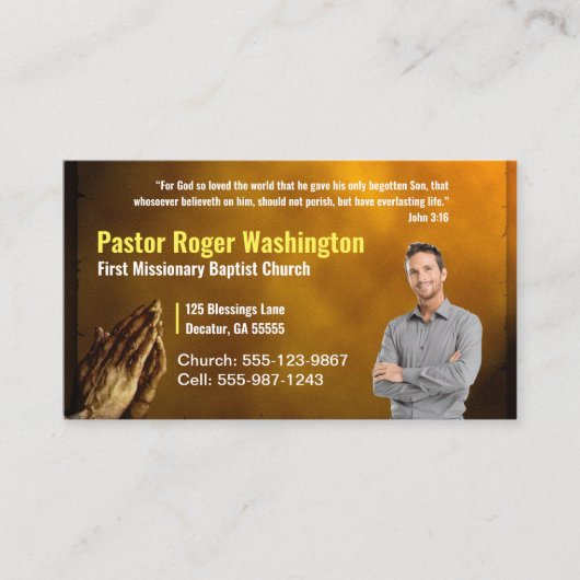 金ゴールド牧師またはDeacon写真教会の名刺 名刺 (正面)