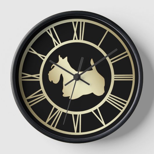 金ゴールド犬 壁時計 (正面)