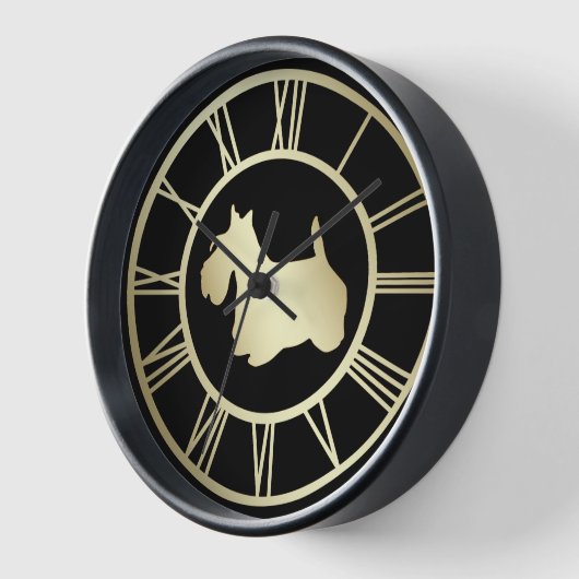 金ゴールド犬 壁時計 (傾斜)