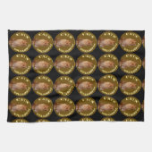 金ゴールド猫コインにジンジャー猫と キッチンタオル (横)