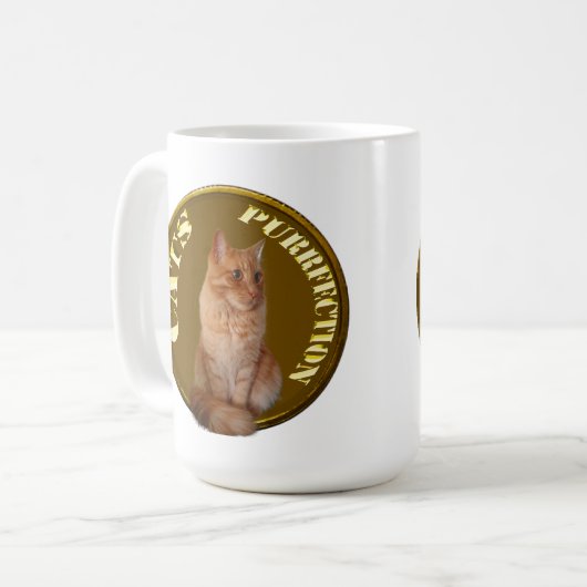金ゴールド猫コインにジンジャー猫と コーヒーマグカップ (正面左)