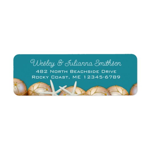 金ゴールド玉及びヒトデ差出人住所テンプレート ラベル (正面)