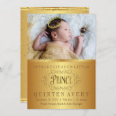 金ゴールド王子の出産のお知らせ 案内状 (正面/裏面)