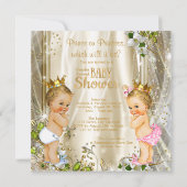 金ゴールド王子またはプリンセス性別が赤ちゃんのシャワーを明らかにする 招待状 (裏面)