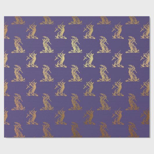 金ゴールド王室のかなり剣パープルプラム紋章 ラッピングペーパー (フラット)