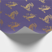金ゴールド王室のかなり剣パープルプラム紋章 ラッピングペーパー (角)