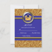 金ゴールド王室のとブルークラウンエレガントイベントRSVPカード 出欠カード (正面)