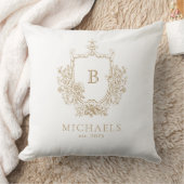 金ゴールド王室のとホワイトモノグラムクレスト装飾用クッション クッション (ブランケット)