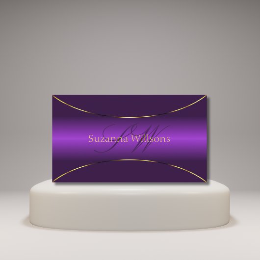 金ゴールド王室のとモノグラ縁どム付き高級パープル 名刺