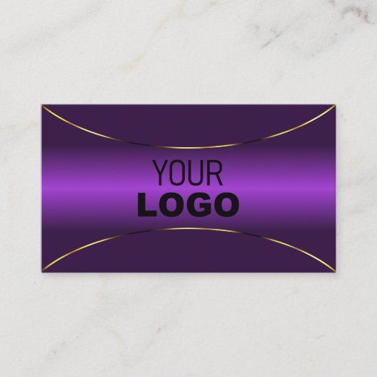 金ゴールド王室のとロゴの付いた豪華縁どな紫 名刺 (正面)
