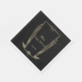 金ゴールド王室のアールデコモノグラ結婚ム スタンダードランチョンナプキン (角)