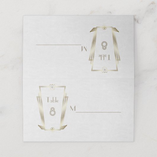 金ゴールド王室のアールデコモノグラ結婚ム プレイスカード (外部開封)