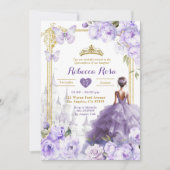 金ゴールド王室のキャッスルパープルフローラバタフライ15アニョ 招待状 (正面)