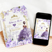 金ゴールド王室のキャッスルパープルフローラバタフライ15アニョ 招待状