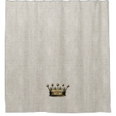 金ゴールド王室のクラウンニュートラルリネンファブリックシック シャワーカーテン (正面)