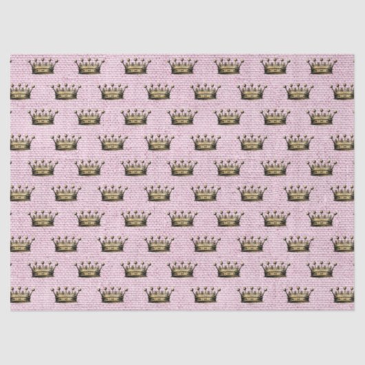 金ゴールド王室のクラウンパターンピンクリネンプリンセスシック 薄葉紙 (正面)