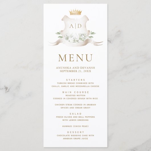 金ゴールド王室のクレスト結婚クラウン メニュー (正面)