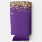 金ゴールド王室のグリッターパープル40歳の誕生日 スリム缶クーラー (裏面)