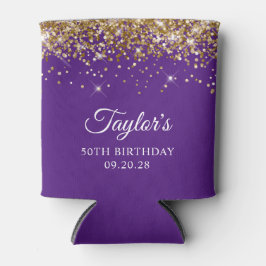 金ゴールド王室のグリッターパープル50誕生日 缶クーラー
