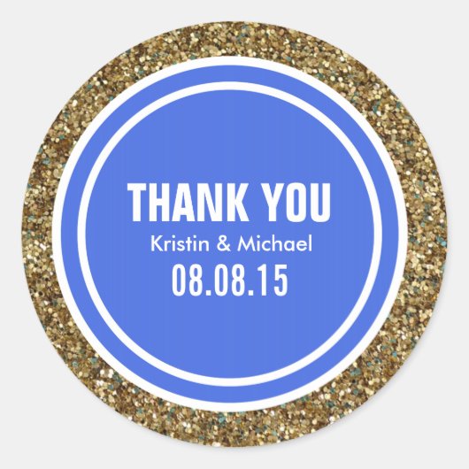 金ゴールド王室のグリッターブカスタムルーThank You Label ラウンドシール (正面)