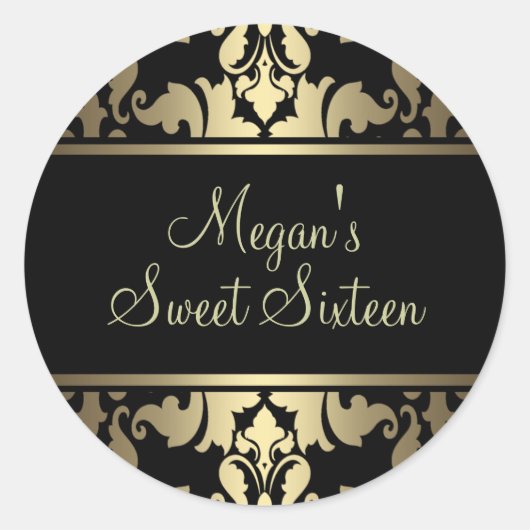 金ゴールド王室のダマスクのシール ラウンドシール (正面)