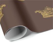 金ゴールド王室のダマスクブロンズキングクラウンヘラルド ラッピングペーパー (ロールコーナー)