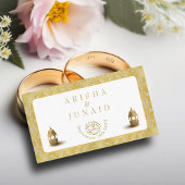 金ゴールド王室のダマスクムスリムQRコードRSVP Weddウェブサイト エンクロージャーカード