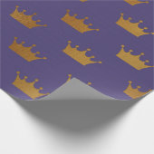 金ゴールド王室のパープルプラムキングクラウンヘラルディックプリンス ラッピングペーパー (角)