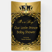 金ゴールド王室のブラッククラウンベビーシャワーボーイ2 横断幕 (縦)