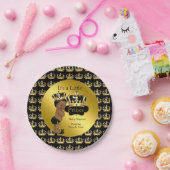 金ゴールド王室のブラックプリンスクラウンベビーシャワーエスニック ペーパープレート (パーティー)