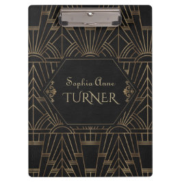金ゴールド王室のブラック素晴らしギャツビー20sスタイルモノグラム クリップボード