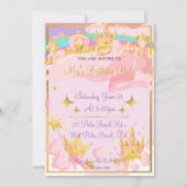 金ゴールド王室のプリンセスキャッスルガールズプリンセス誕生日 招待状 (正面)