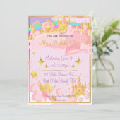 金ゴールド王室のプリンセスキャッスルガールズプリンセス誕生日 招待状 (スタンド正面)