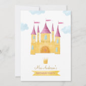 金ゴールド王室のプリンセスキャッスルガールズプリンセス誕生日 招待状 (裏面)