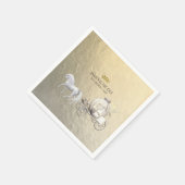 金ゴールド王室のプリンセスストーリーブックキャリッジ&ユニコーン スタンダードカクテルナプキン (角)