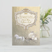 金ゴールド王室のプリンセスストーリーブックキャリッジ&ユニコーン 招待状 (スタンド正面)