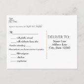 金ゴールド王室のプリンセスストーリーブックキャリッジRSVP インビテーションポストカード (裏面)