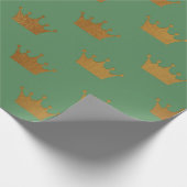 金ゴールド王室のミントグリーンキングクラウンヘラルドプリンセス ラッピングペーパー (角)