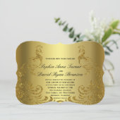 金ゴールド王室の抽象芸術ピーコック結婚式招待状 招待状 (スタンド正面)