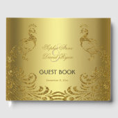 金ゴールド王室の抽象芸術ピーコッ結婚クズゲストブック ゲストブック (正面)
