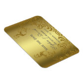 金ゴールド王室の抽象芸術孔雀ウェディング日付を保存 マグネット (右側)