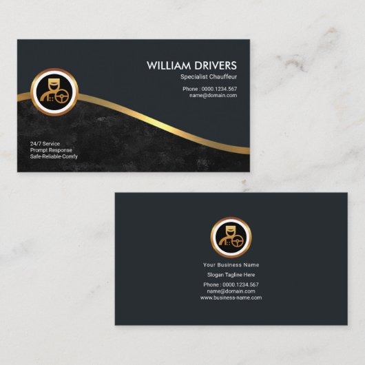金ゴールド王室の波ブラッエレガントク運転手 名刺 (正面/裏面)