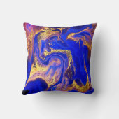金ゴールド王室の,青,大理石,自然,渦,石,モダン クッション (裏面)