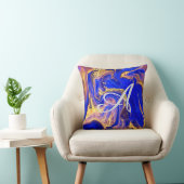 金ゴールド王室の,青,大理石,自然,渦,石,モダン クッション (椅子)