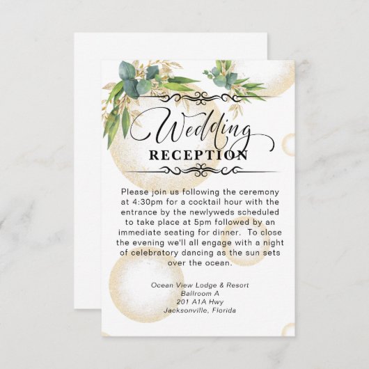 金ゴールド球及び植物結婚披露宴 エンクロージャーカード (正面/裏面)