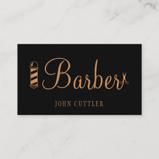 金ゴールド理容師シザーポール理容師ショッププロフェッショナル 名刺 (正面)