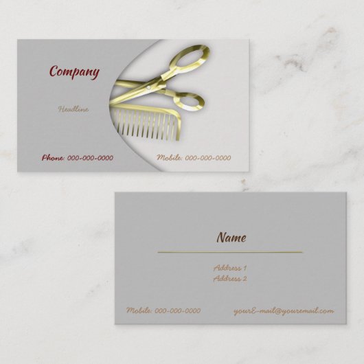 金ゴールド理容師 名刺 (正面/裏面)