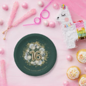 金ゴールド甘い16日バルーンパーティーエメラルドグリーン ペーパープレート (パーティー)