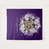 金ゴールド甘い16日バルーンパーティー紫の背景 タペストリー (正面(横))