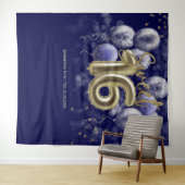 金ゴールド甘い16日間のバルーン王室のブルー背景 タペストリー (インサイチュ(横))
